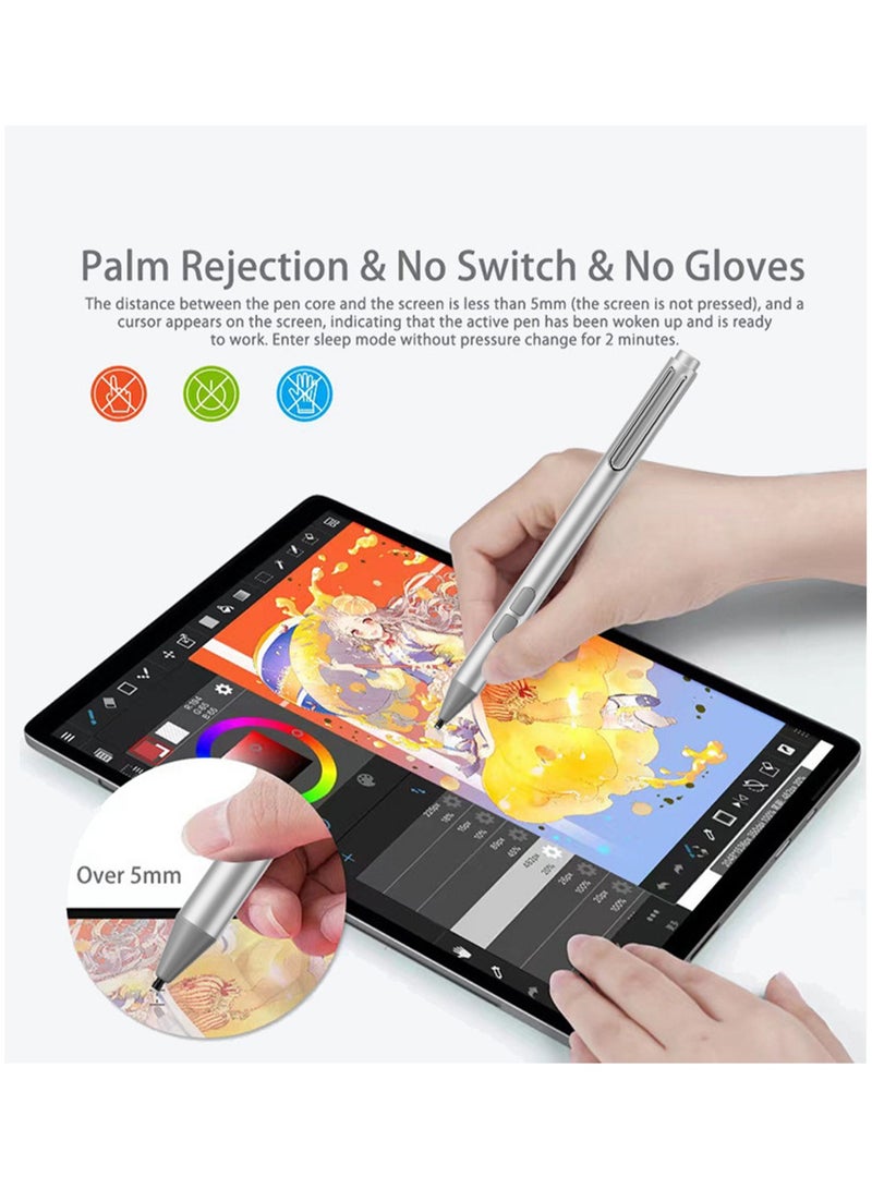 Original Quality 4096 Levels of Pressure SensitivityStylus Pen for Microsoft Surface Go 1/2, Pro7, Pro6, Pro5, Pro4, Pro3, Surface3, Surface Book, Laptop Silver - Image 3